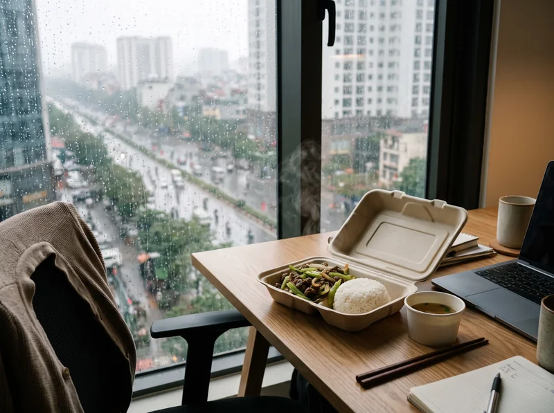 Khay cơm trưa thơm phức